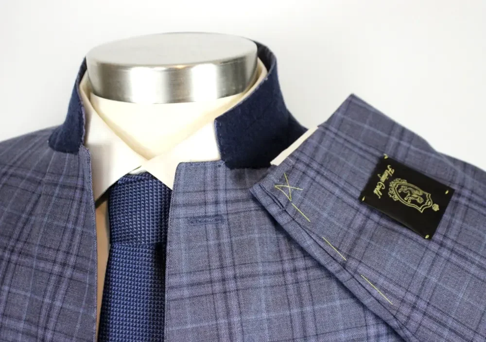 Heritage Sport Coat 46 R Mens Purple Plaid 130s Wool B Fit Two Button Blazer